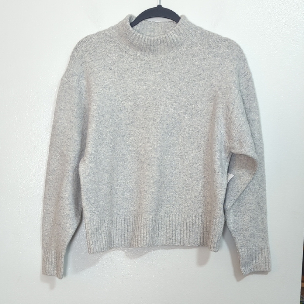 Daily Ritual Wool Blend Gray Mock Neck Pullover Sweater Womens Medium NWT
